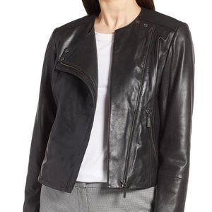 Halogen Collarless Leather Jacket Small